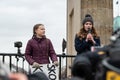Greta Thunberg speaking to her audience at a demo in Berlin Royalty Free Stock Photo