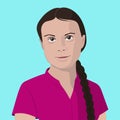Greta Thunberg, teenage environmental activist vector illustration
