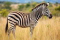 a grevys zebra grazing in the african grasslands