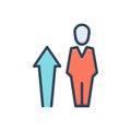 Color illustration icon for Grew, raise and increase