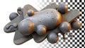 Grey abstract pebble shapes, organic stone texture elements png transparent image Generative AI