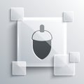 Grey Acorn icon isolated on grey background. Square glass panels. Vector