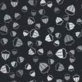 Grey Acorn icon isolated seamless pattern on black background. Vector