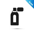 Grey Aftershave bottle with atomizer icon isolated on white background. Cologne spray icon. Male perfume bottle. Vector