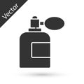 Grey Aftershave bottle with atomizer icon isolated on white background. Cologne spray icon. Male perfume bottle. Vector