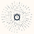 Grey Alarm clock icon isolated on beige background. Wake up, get up concept. Time sign. Abstract circle random dots