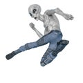 Grey alien on military ready to win in white background