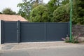 grey aluminum modern sliding high gate and door pedestrian home gray modern portal of suburb city house