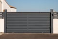 grey aluminum modern sliding high gate home gray portal of suburb city house