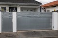 grey aluminum row modern slide high gate home gray modern panel portal of suburb city house