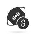 Grey American football betting money icon isolated on white background. Football bet bookmaker. Soccer betting online Royalty Free Stock Photo