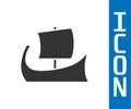 Grey Ancient Greek trireme icon isolated on white background. Vector Royalty Free Stock Photo