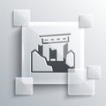 Grey Ancient ruins icon isolated on grey background. Square glass panels. Vector