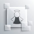 Grey Angel icon isolated on grey background. Square glass panels. Vector Royalty Free Stock Photo