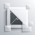 Grey Angle bisector of a triangle icon isolated on grey background. Square glass panels. Vector