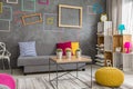 Grey apartment with wall frames Royalty Free Stock Photo