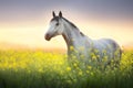 Grey arabian horse portrait in rape Royalty Free Stock Photo