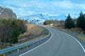 Grey asphalt road in Norvegian mountains Royalty Free Stock Photo