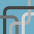 Grey Asphalt Roads or Streets Cutout Blue Background Pattern Transport concept