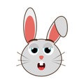 grey avatar rabbit with emotional face, graphic