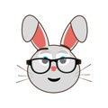 grey avatar rabbit with eyeglasses, graphic