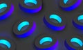 Grey background with blue geometric 3d rings. Royalty Free Stock Photo