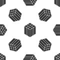 Grey Bale of hay icon isolated seamless pattern on white background. Vector Royalty Free Stock Photo