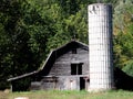 Grey barn with silo