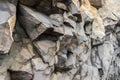 Grey basalt columns near Reynisdrangar beach, Iceland .