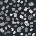 Grey Bath sponge icon isolated seamless pattern on black background. Sauna sponge. Vector Royalty Free Stock Photo