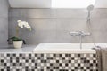 Grey bathroom with mosaic tiles Royalty Free Stock Photo