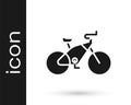 Grey Bicycle icon isolated on white background. Bike race. Extreme sport. Sport equipment. Vector Illustration