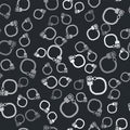 Grey Bicycle lock U shaped industrial icon isolated seamless pattern on black background. Vector Royalty Free Stock Photo