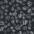 Grey Bicycle parking icon isolated seamless pattern on black background. Vector