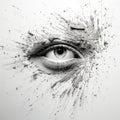 Abstract Eye In Dust: Ruined And Fragmented Concept Stock Photo