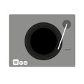 Grey and black vinyl turntable. Flat style vector drawing. Grey gramophone.