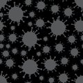 Grey on Black Virus Pattern Seamless Repeat Background Royalty Free Stock Photo