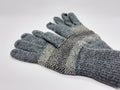 Grey Wool Winter Gloves in White Isolated Background 06