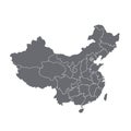 Grey blank China map. Flat illustration isolated.