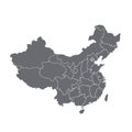 Grey blank China map. Flat vector illustration.