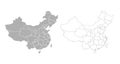 Grey blank China map. Flat vector illustration.