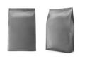 Grey blank glossy foil food packaging bags isolated on white background with clipping path Royalty Free Stock Photo