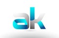 grey blue alphabet letter ak a k logo 3d design