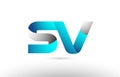 grey blue alphabet letter sv s v logo 3d design