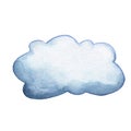 Grey blue cloud watercolor illustration on white background. Climate or environment handdrawn icon Royalty Free Stock Photo