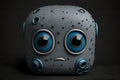 grey blue sad robot's head with big eyes Royalty Free Stock Photo