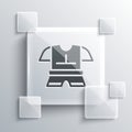 Grey Body armor icon isolated on grey background. Square glass panels. Vector