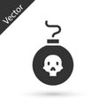 Grey Bomb ready to explode icon isolated on white background. Vector