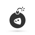 Grey Bomb ready to explode icon isolated on white background. Vector