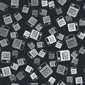 Grey Books about programming icon isolated seamless pattern on black background. Programming language concept. PHP, CSS Royalty Free Stock Photo